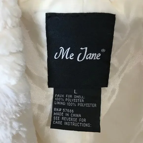 Me Jane White Faux Fur V-neck Sleeveless Vest Jacket L - Picture 3 of 3